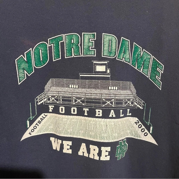 VTG Sweatshirt Blue Notre Dame Fighting Irish Y2K Size XL 2000 We Are Football - Picture 2 of 8